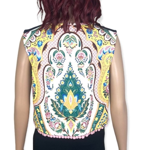 MSGM Paisley Print Pom Pom Crop Top Womens size 44 (10/L) Rare Made in Italy - Picture 3 of 11